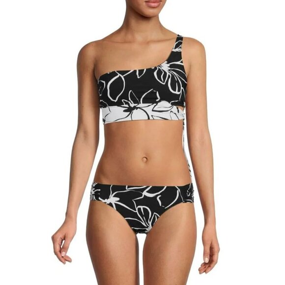 NWT La Blanca Women's Moonlit Floral One Shoulder Sash Swim Top - Picture 3 of 6